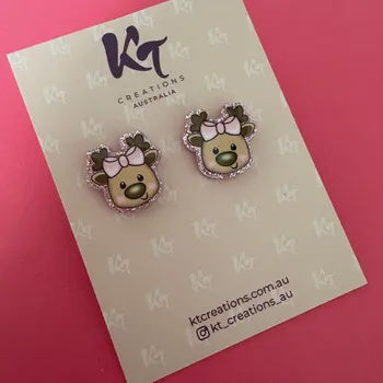 Reindeer Christmas Statement Studs