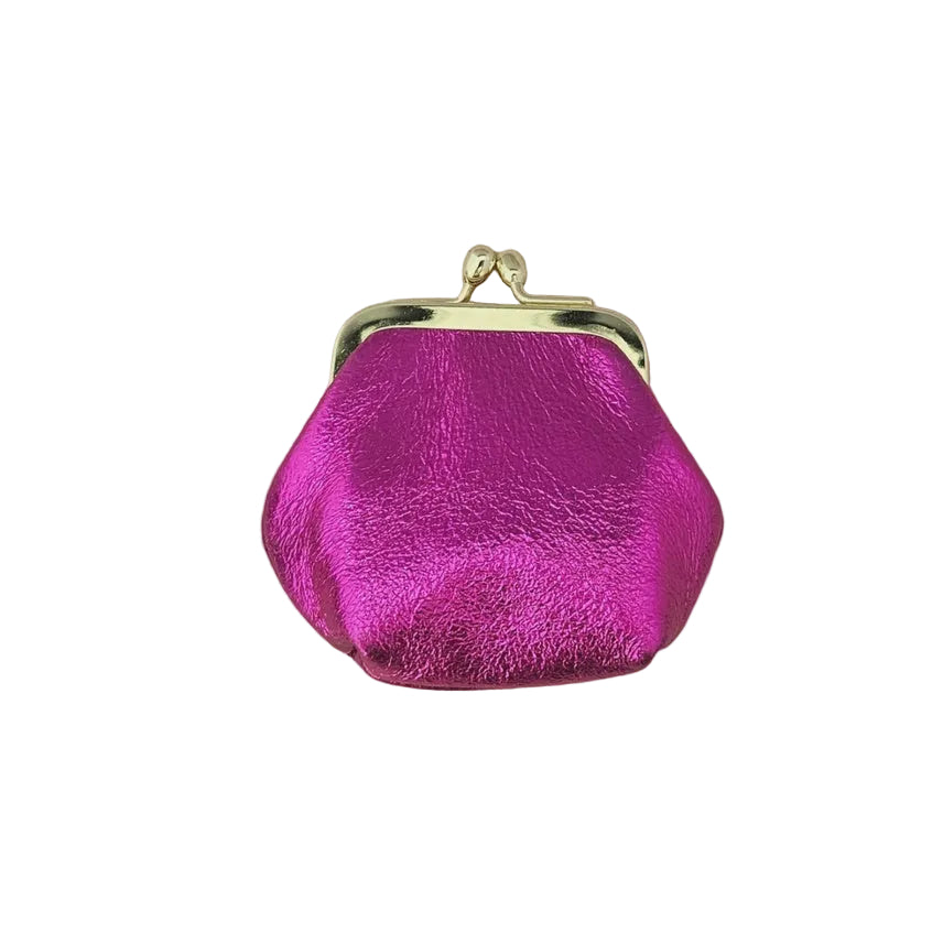 Retro Leather Mini Purse - Fuchsia