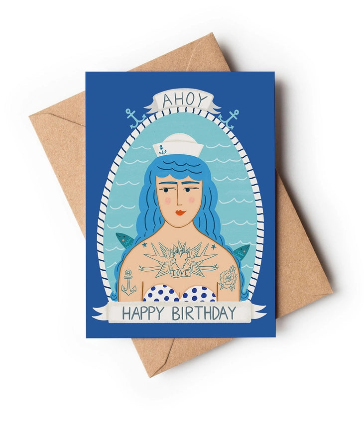 Ahoy Sailor Girl Card