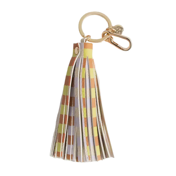 CG Vegan Leather Bag Charm - Multi Check Tassel