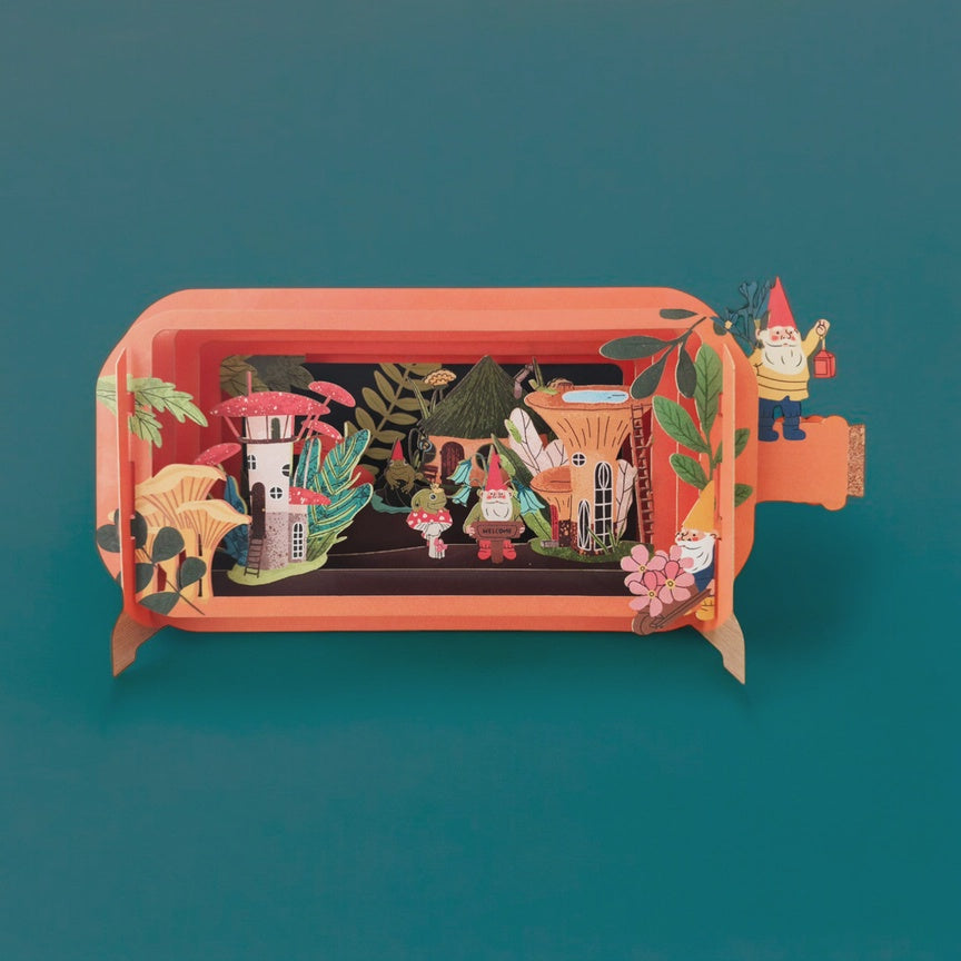 Message In A Bottle 3D Cut Card - Mushrooms