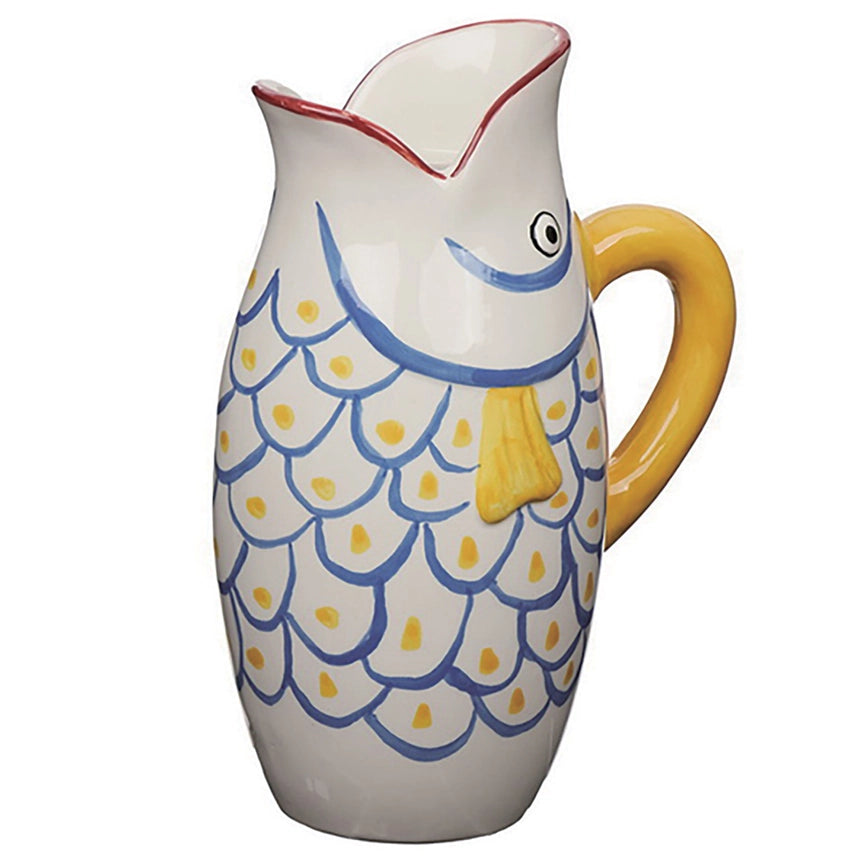 Fish Ceramic Flower Vase with Handle - Yellow