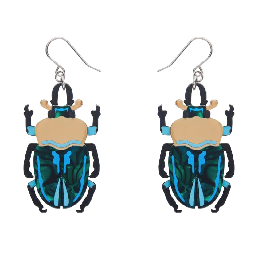 Ruby the Rainbow Stag Beetle Drop Earrings