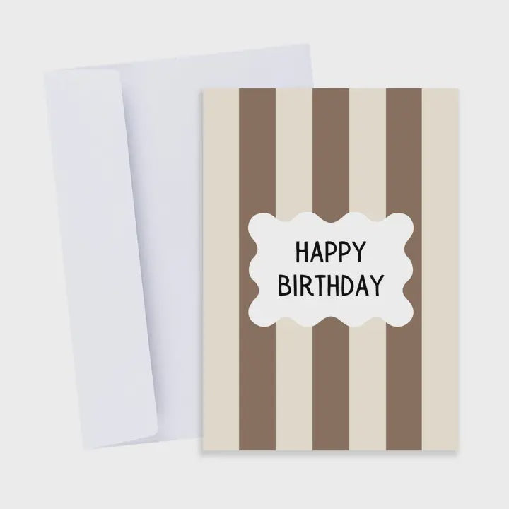 Happy Birthday Brown Stripe Card