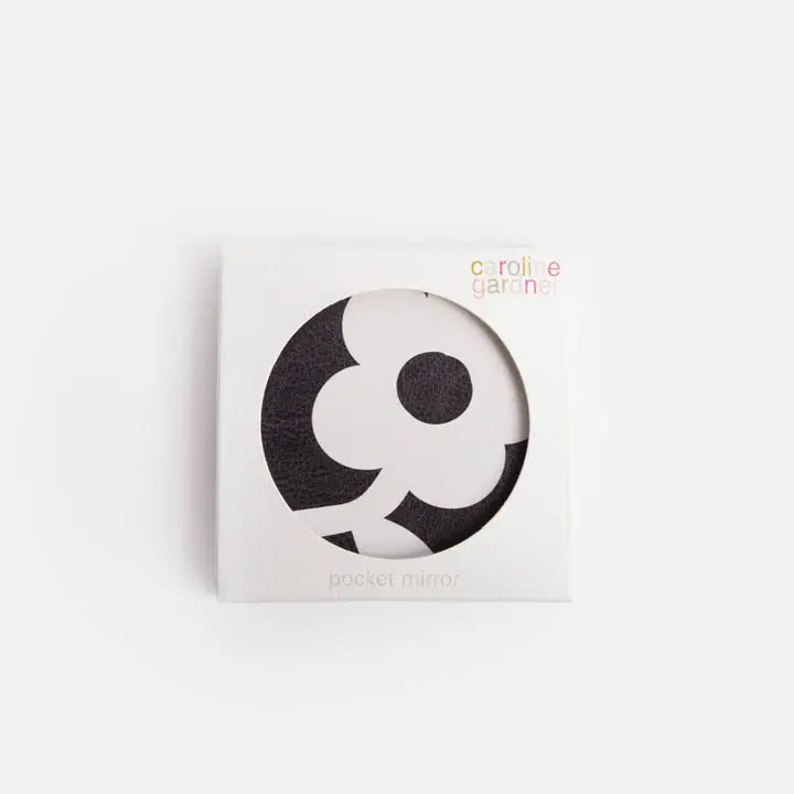 CG Pocket Mirror Square - Charcoal Mono Flower