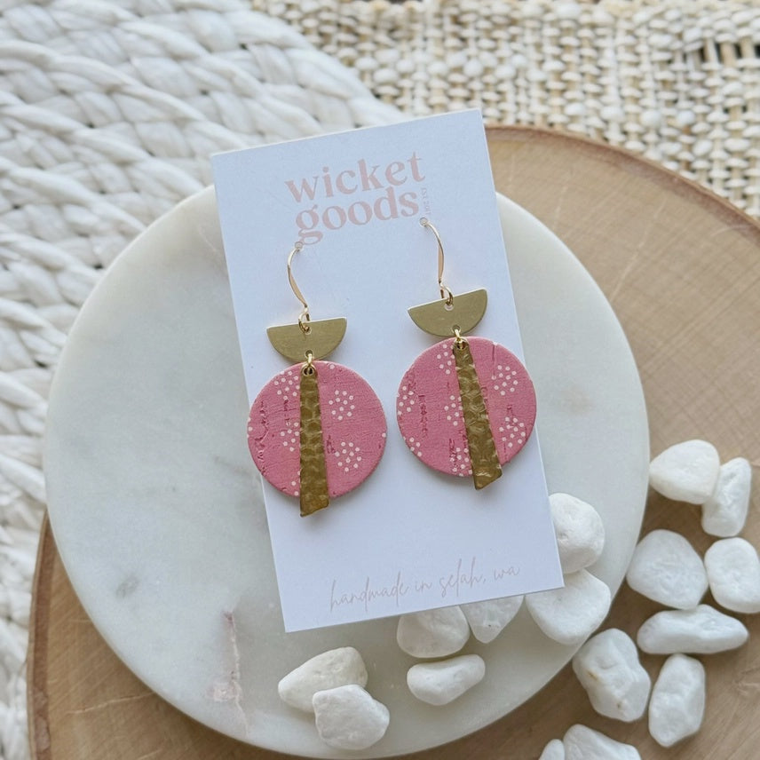 Crest Drop Earrings - Bubblegum Dot