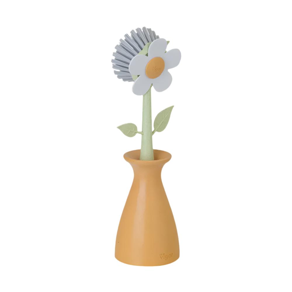 Florganic Orange Dish Brush with Vase