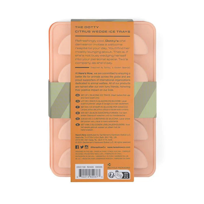 The Dotty Citrus Wedge Ice Trays - Orange & Blush Pink