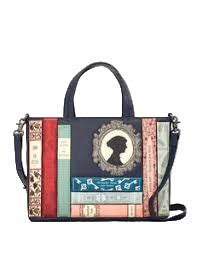 Leather Multi Way Grab Bag - Jane Austen Bookworm Navy