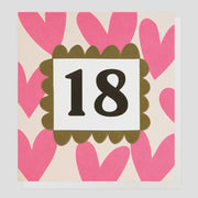 Age 18 Pink Hearts Card