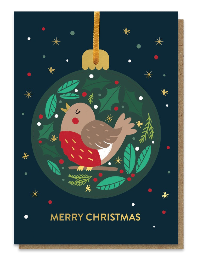 Pop Out Bauble Card - Red Robin