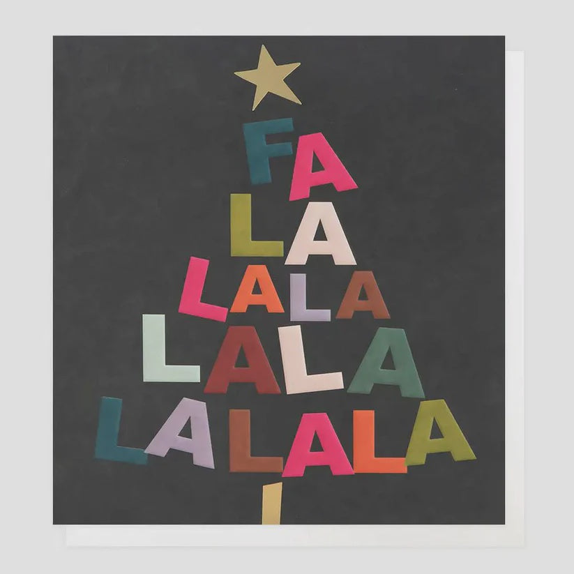 Falalalala Tree With Star Black Xmas Card