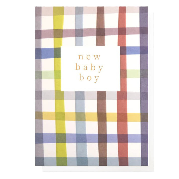 New Baby Boy Multi Check Pattern Card