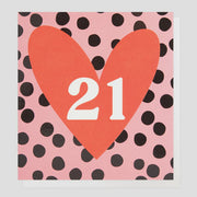 Age 21 Number In Heart Card