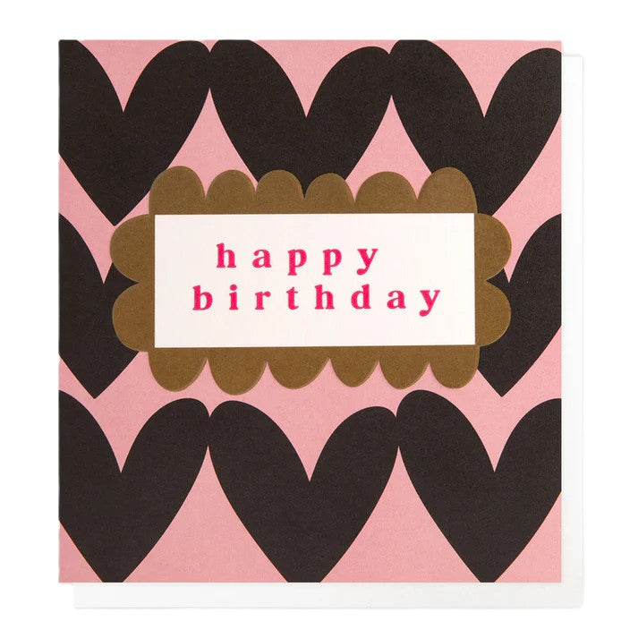 Happy Birthday Charcoal Hearts Card
