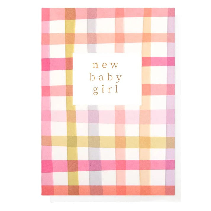New Baby Girl Multi Check Pattern Card