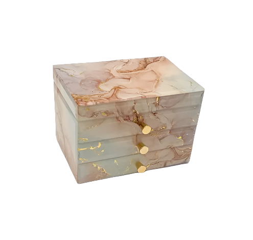 Glass Jewellery Box - Marble Top