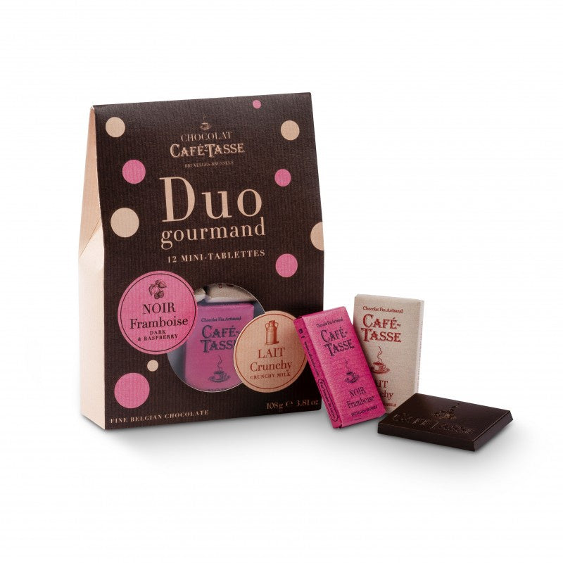 Duo Gourmand Mini Chocolate Bars - Dark Raspberry & Milk Crunchy