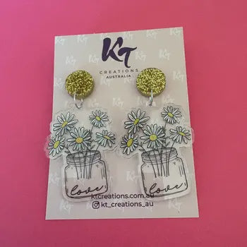 Daisy Love Flower Acrylic Earrings