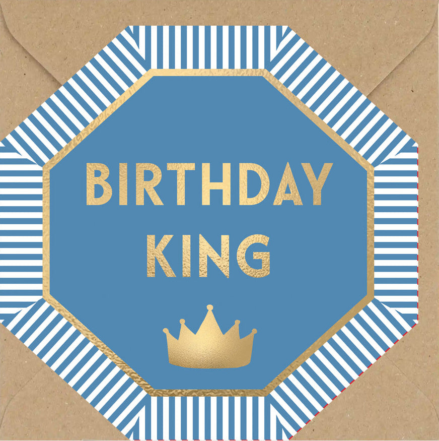 Birthday King Stripes Card