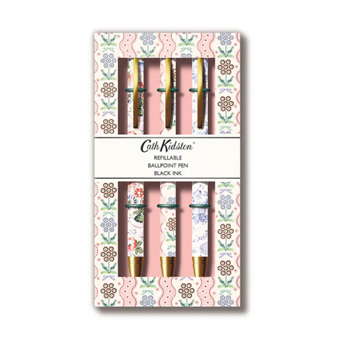 Gift Set of 3 Pens - Cath Kidston Pink Blue Flowers