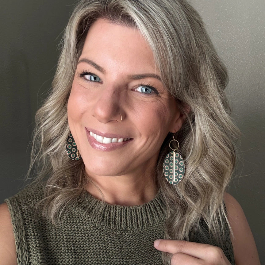 Echo Drop Earrings - Forest Dot