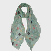 Geometric Modal Silk Scarf - Green Spot