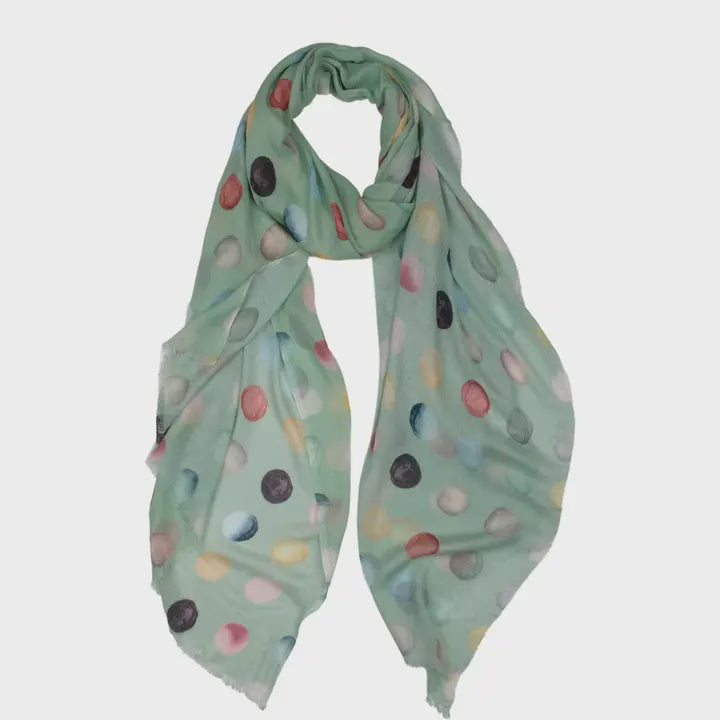 Geometric Modal Silk Scarf - Green Spot