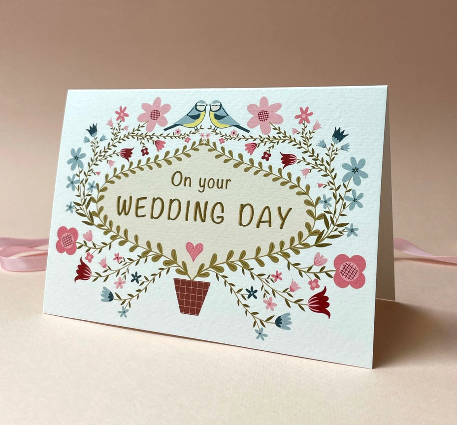 Folk Floral Wedding Card