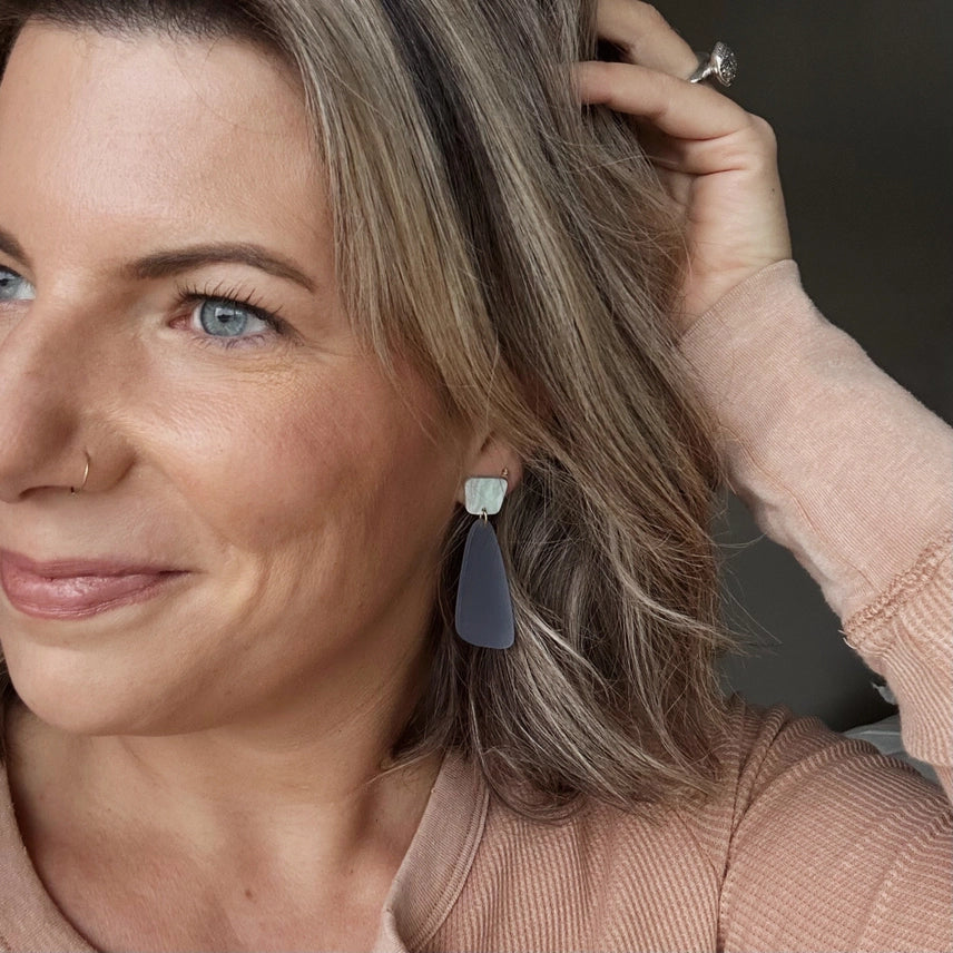 Agate Stud Earrings - Pool