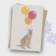 Plantable Card - Kangaroo With Balloons