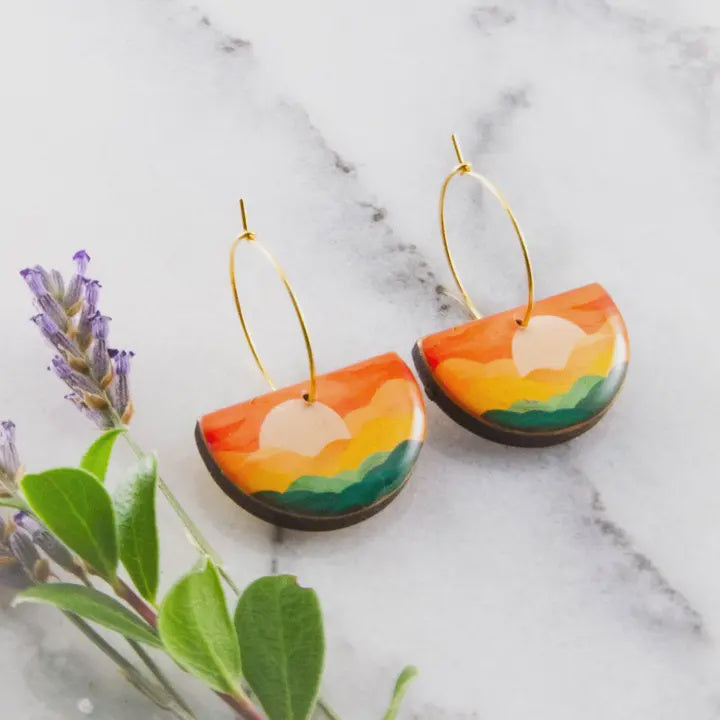 Drop Hoop Earrings - Autumn Sunset