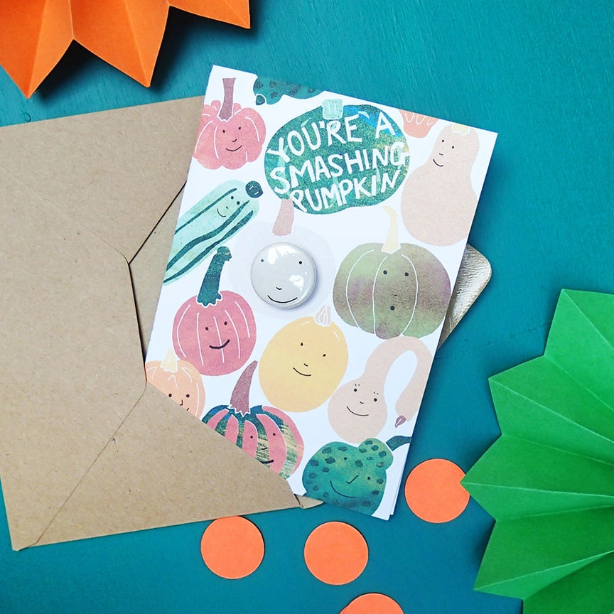 Card With Badge - Smashing Pumpkin