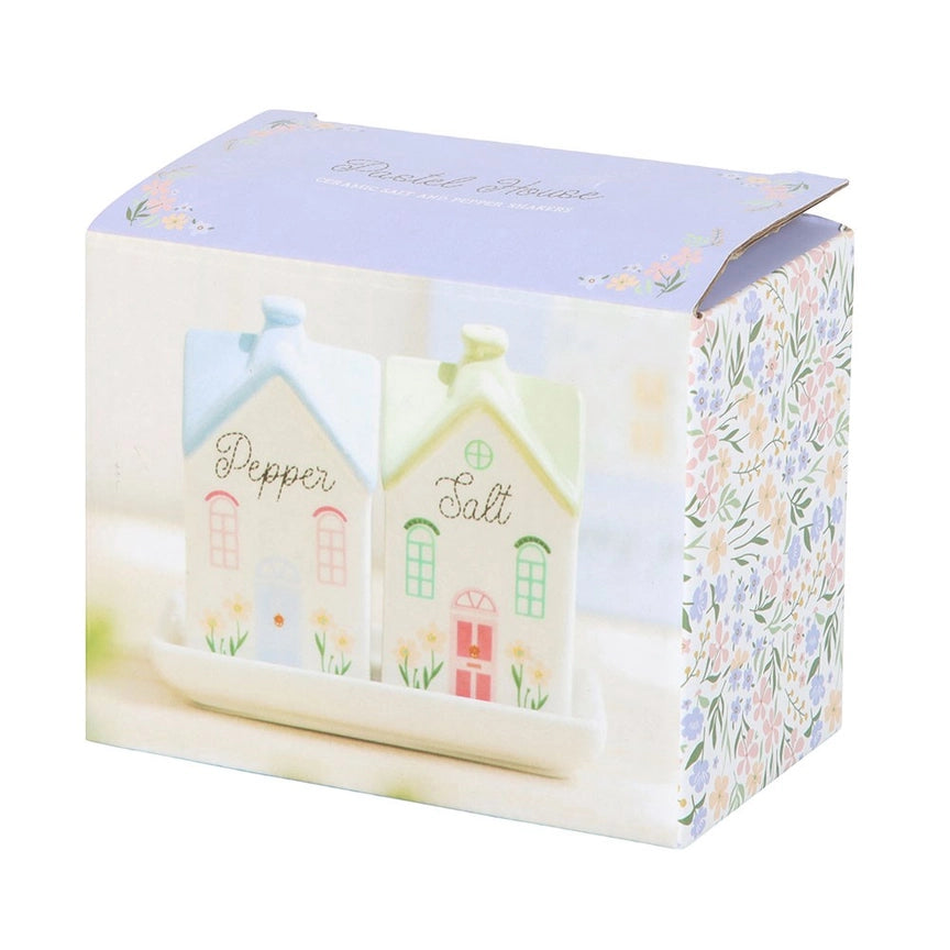 Pastel House Shaped Ceramic Salt & Pepper Shakers
