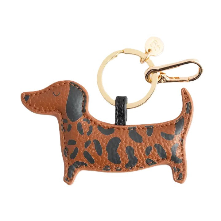 CG Vegan Leather Bag Charm - Leopard Sausage Dog