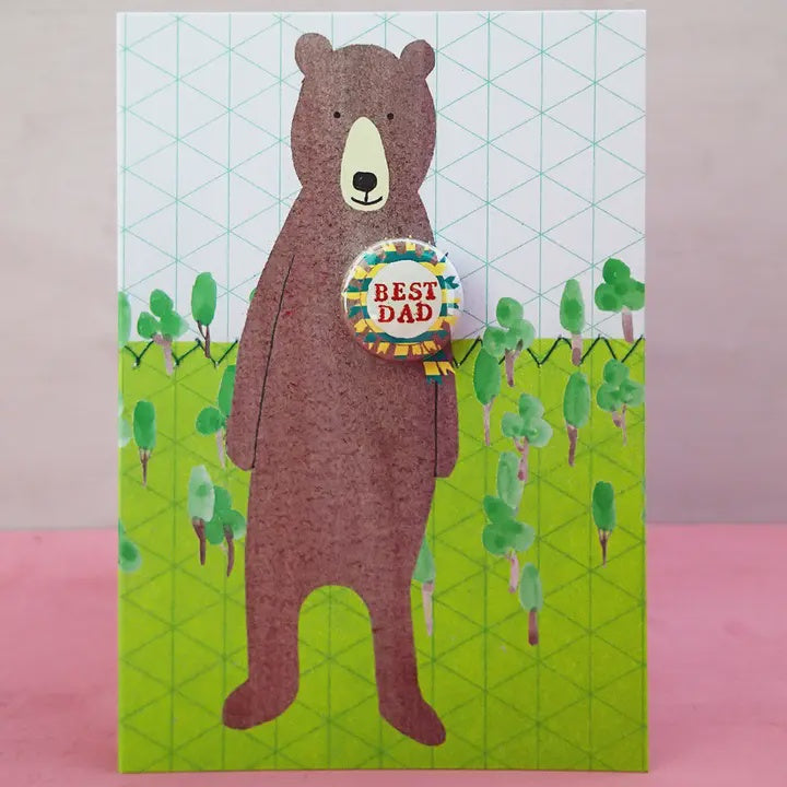 Card With Badge - Bear Best Dad