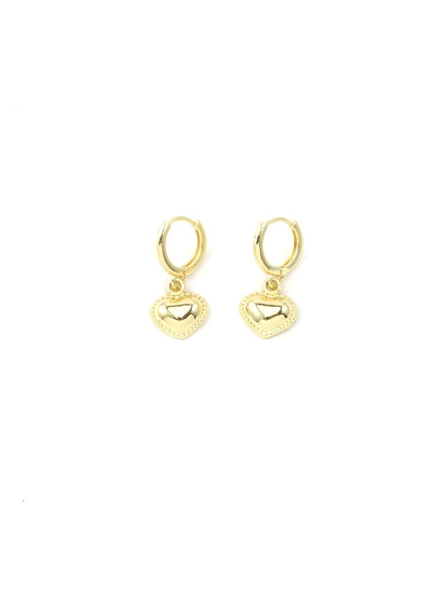 Romance Heart Huggie Earrings - Gold