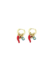 Hot Chilli Charm Huggie Earrings - Gold