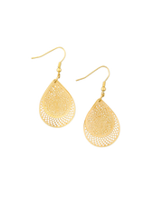 Tear Drop Web Earrings - Gold