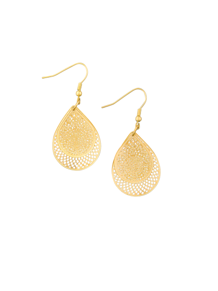 Tear Drop Web Earrings - Gold