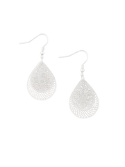 Tear Drop Web Earrings - Silver