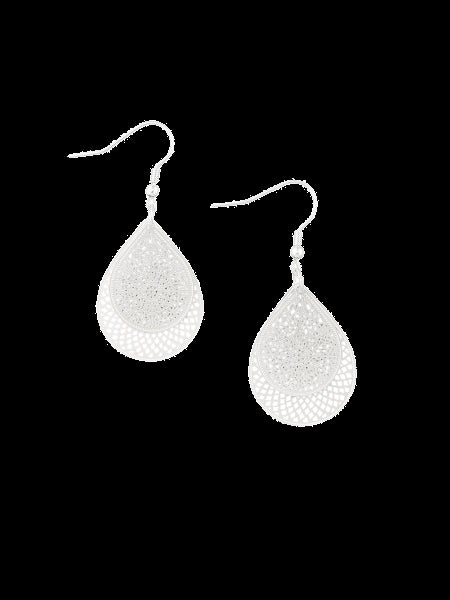 Tear Drop Web Earrings - Silver