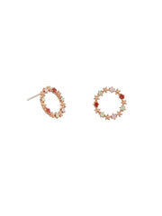 Petit Garland Stud Earrings, Red - Rose Gold
