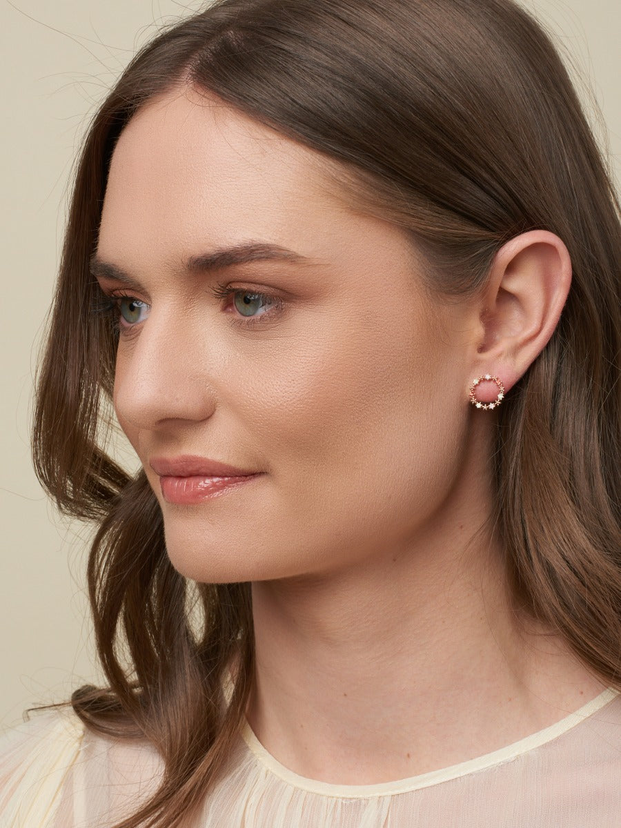 Petit Garland Stud Earrings, Red - Rose Gold