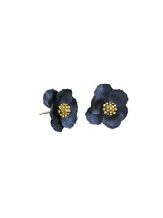 Pansy Earrings - Navy