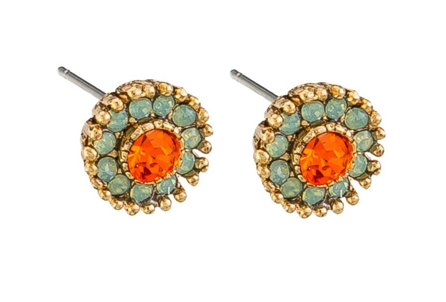 St Clair Crystal Stud Earrings, Pacific Opal - Gold