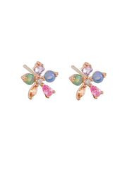 Mini Crystal Flower Stud Earrings, Pastel - Rose Gold