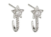 Crystal Shooting Star Earrings - Silver