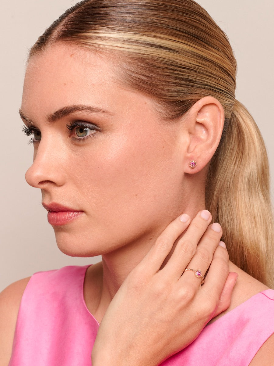 Faded Crystal Teardrop Earrings - Pink