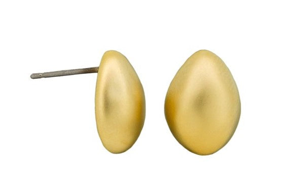 Matte Teardrop Studs Large - Gold